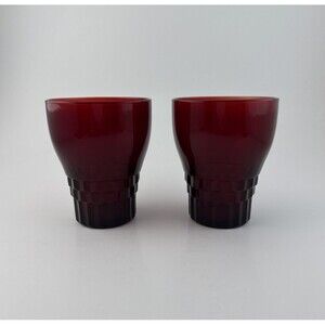 VTG Windsor Royal Ruby Red by Anchor Hocking 8oz Glass Tumbler 4"Tall- Lot of 2